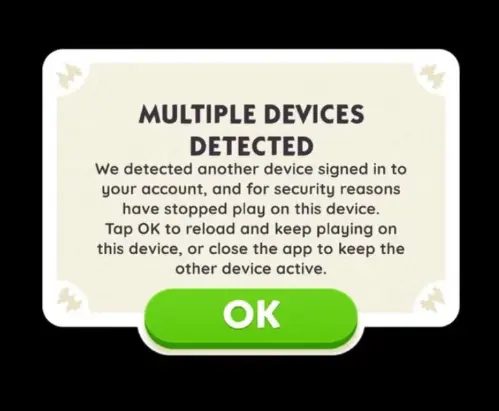 Multiple Devices Detected Pop Up in Monopoly GO